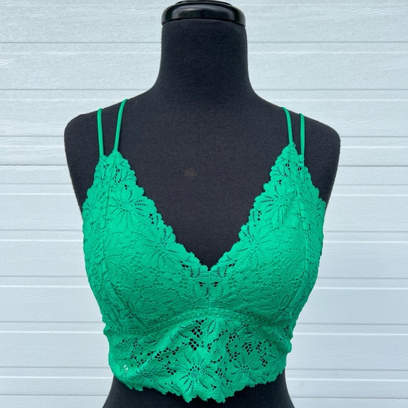 NWOT PINK Victoria's Secret Lace Longline Bralette in Kelly Green, L - Picture 3 of 14